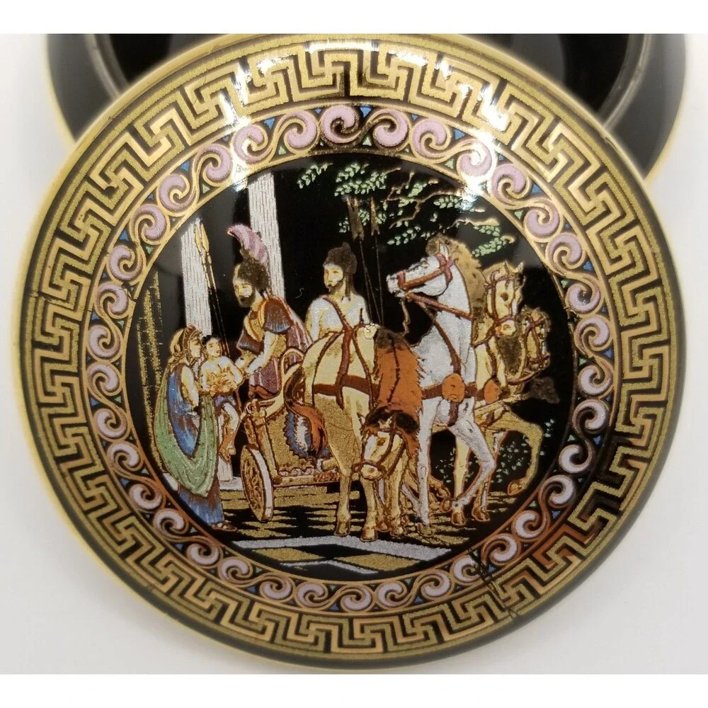 vintage Greek trinket box with a 24K gold design